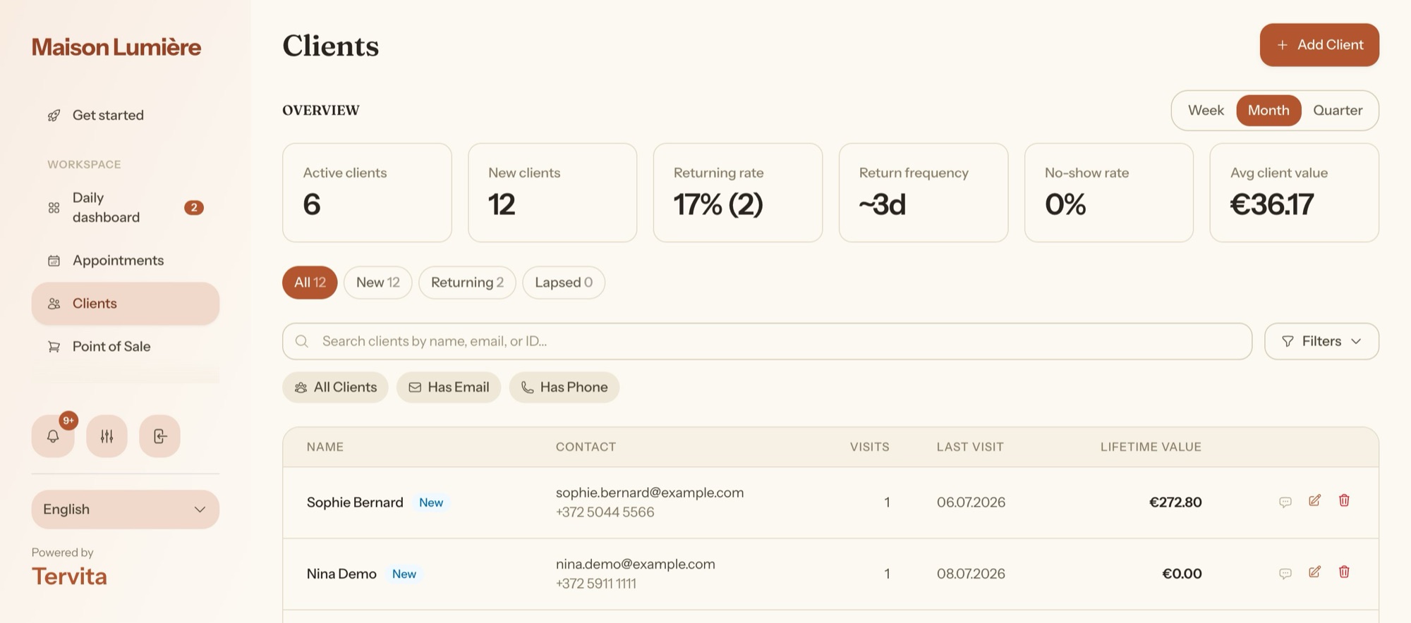 Tervita — CRM клиентов